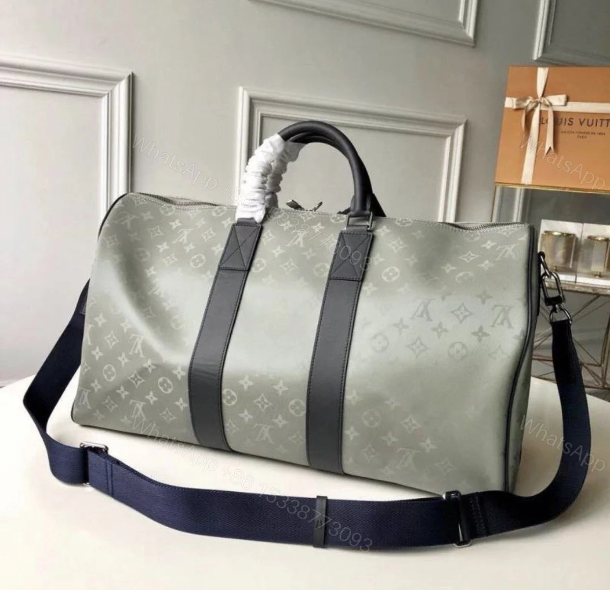View 2 of Replica 1:1 Clone Louis Vuitton Keepall Bandouliere Monogram 50 Black TOP QUALITY