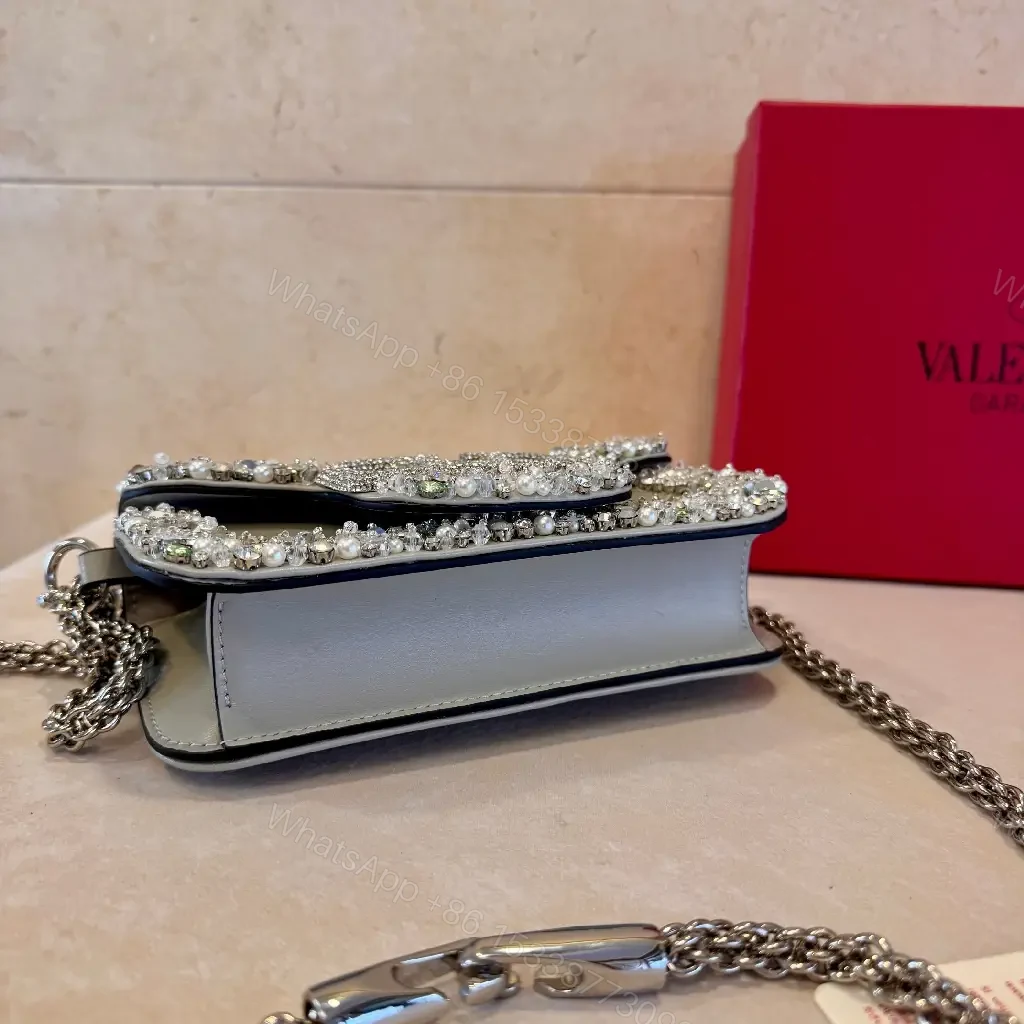 View 8 of Sparkling Crystal-Chain Mini Bag: Luxe Edge Clutch