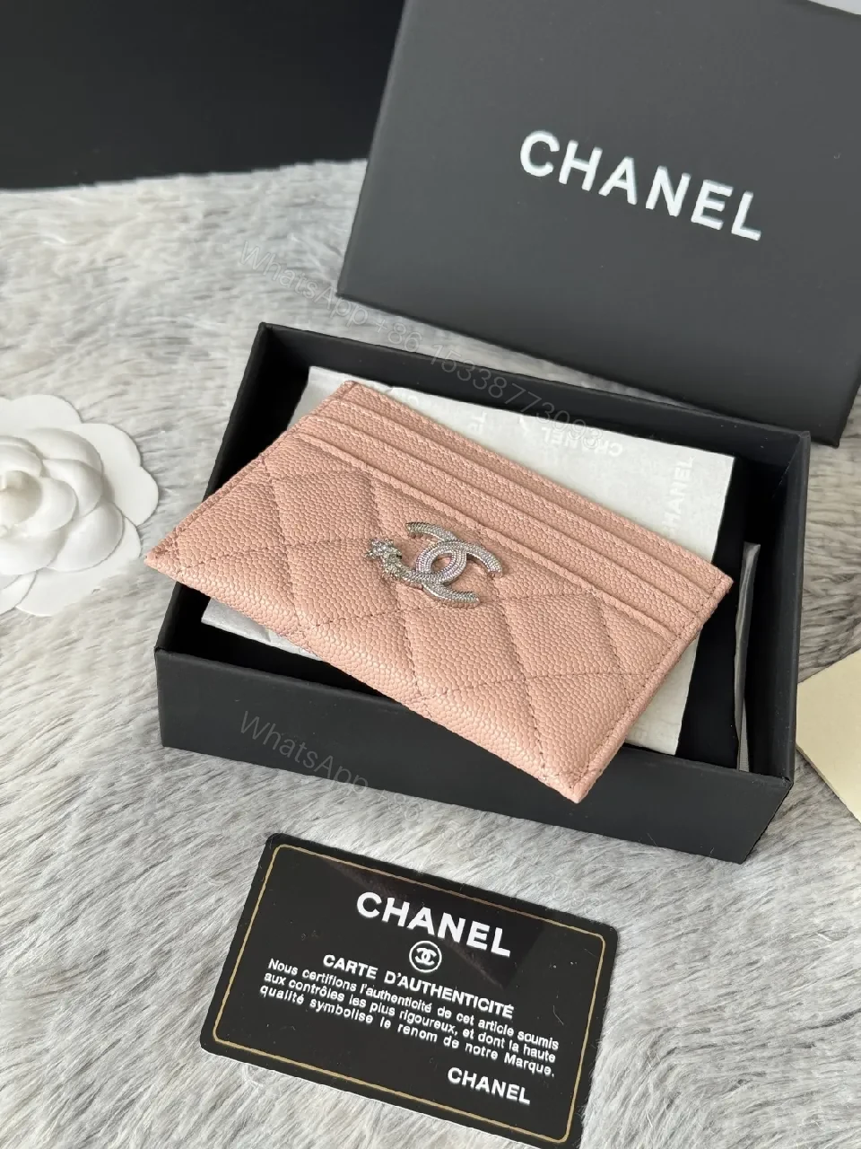 View 3 of Pink Quilted Cardholder: Compact Luxury Leather