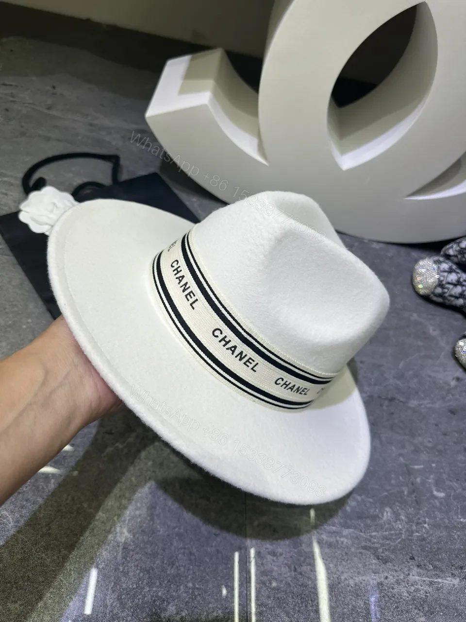 View 2 of Chanel-Inspired Felt Fedora: Structured Luxury Hat