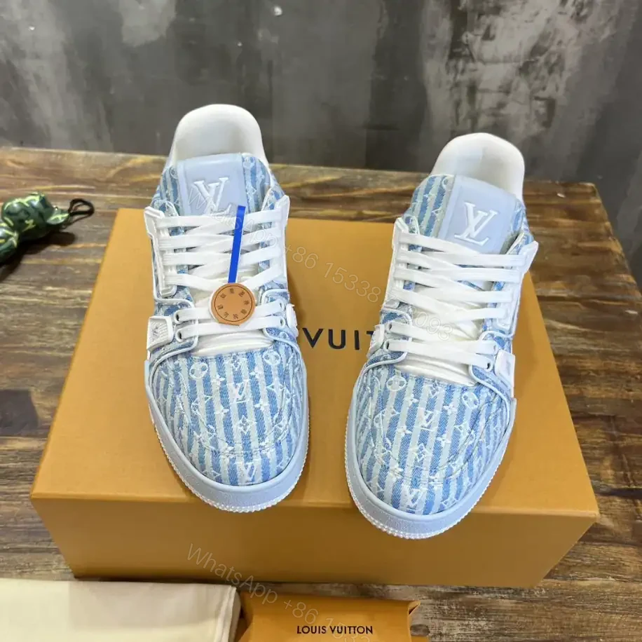 View 8 of LOUIS VUITTON TRAINER SNEAKERS BLUE MONOGRAM TEXTILE – LSVT346