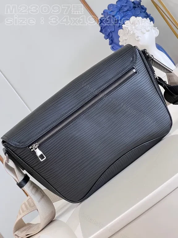 View 6 of Charcoal Leather Crossbody: LV-Inspired, Hands-Free Style