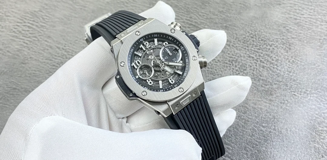 View 2 of Hublot Big Bang Skeleton Replica 44MM Premium Silver Case Black Rubber Strap Edition RG-HUBLOT-BB-SKEL-SLV-BLK-RUB-44