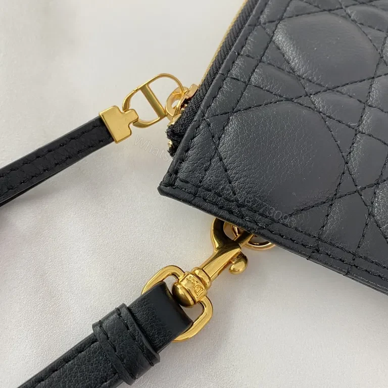 View 7 of Chic Quilted Leather Clutch with Gold Hardware â€“ Black