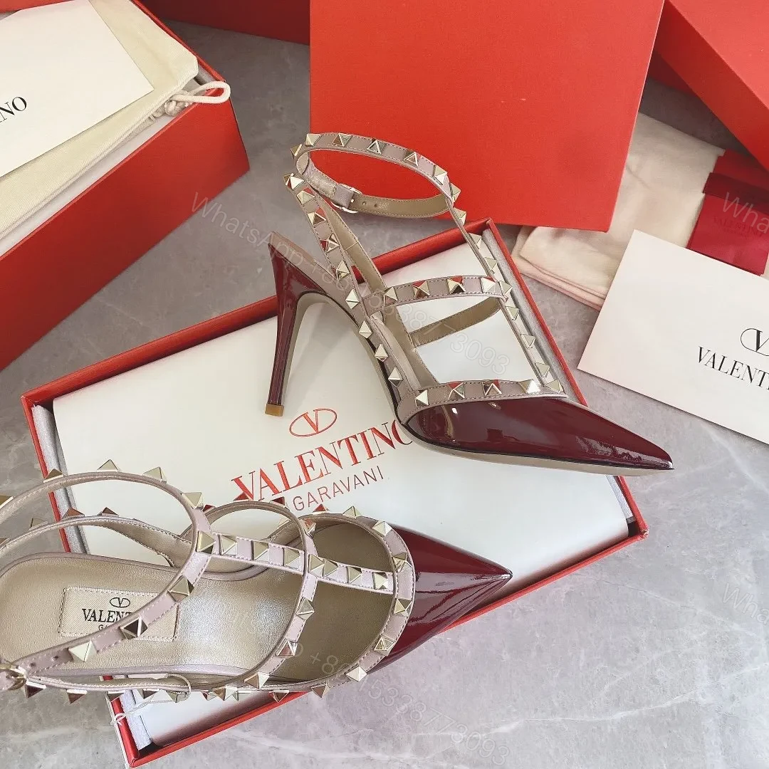 View 6 of Valentino Women Red Patent Leather Rockstud Flats