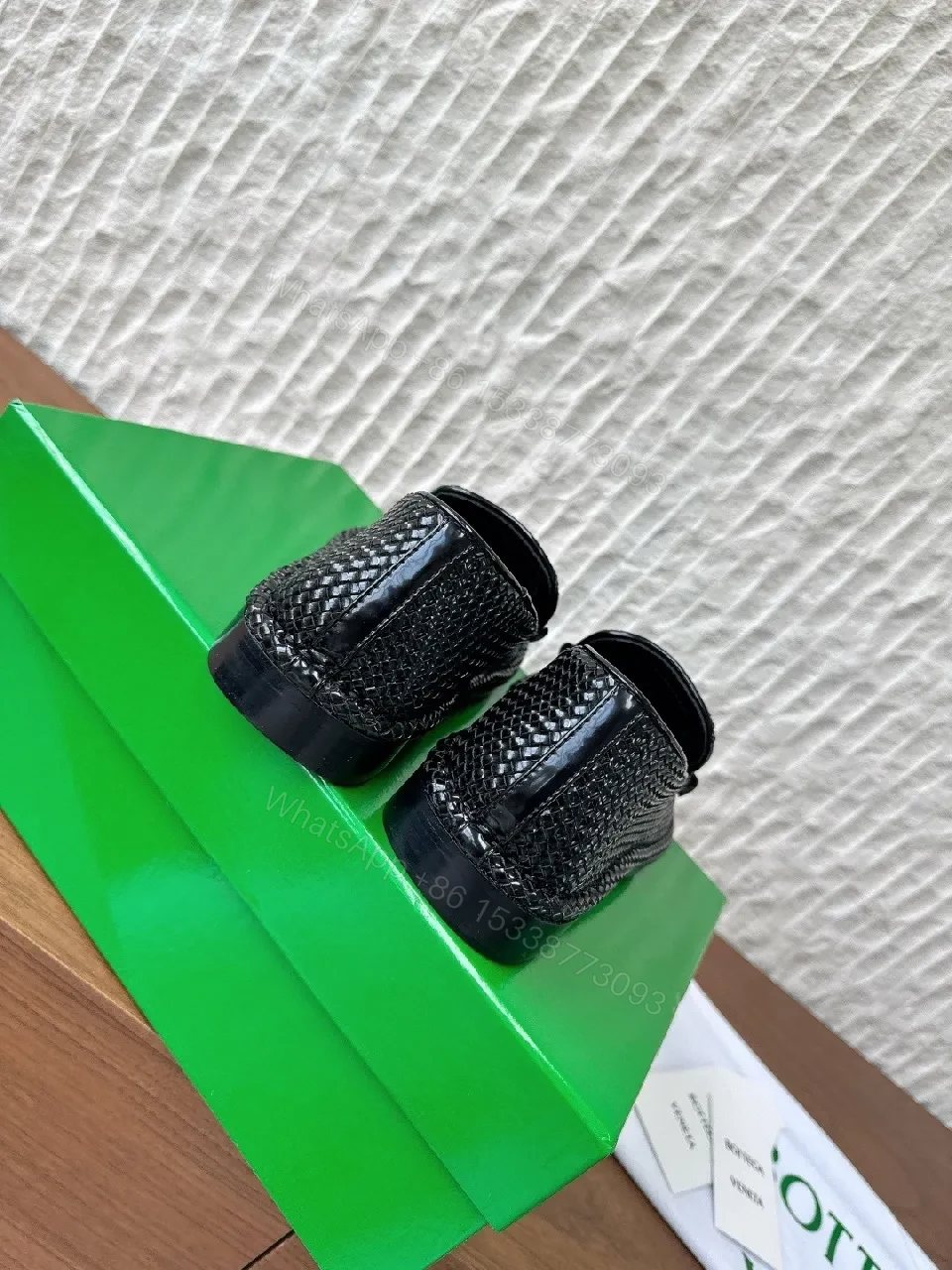 View 6 of Black Leather Textured Slip-On Loafers: Comfort, Shine, Tailored