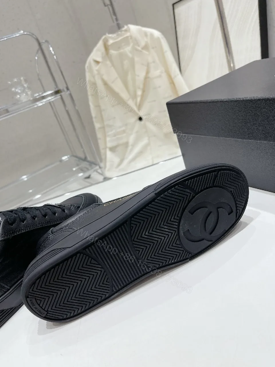 View 9 of Black Leather Sneakers: Subtle Branding, All-Day Comfort