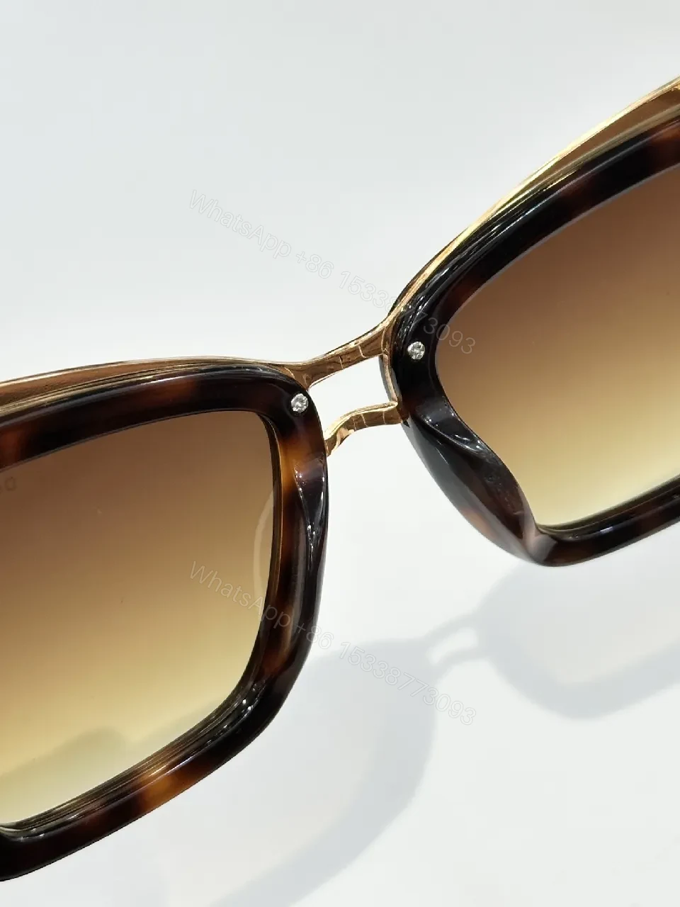 View 3 of Bold Modern Sunglasses - White Acetate, Gold Accents, Oversized Square, Gradient Lenses