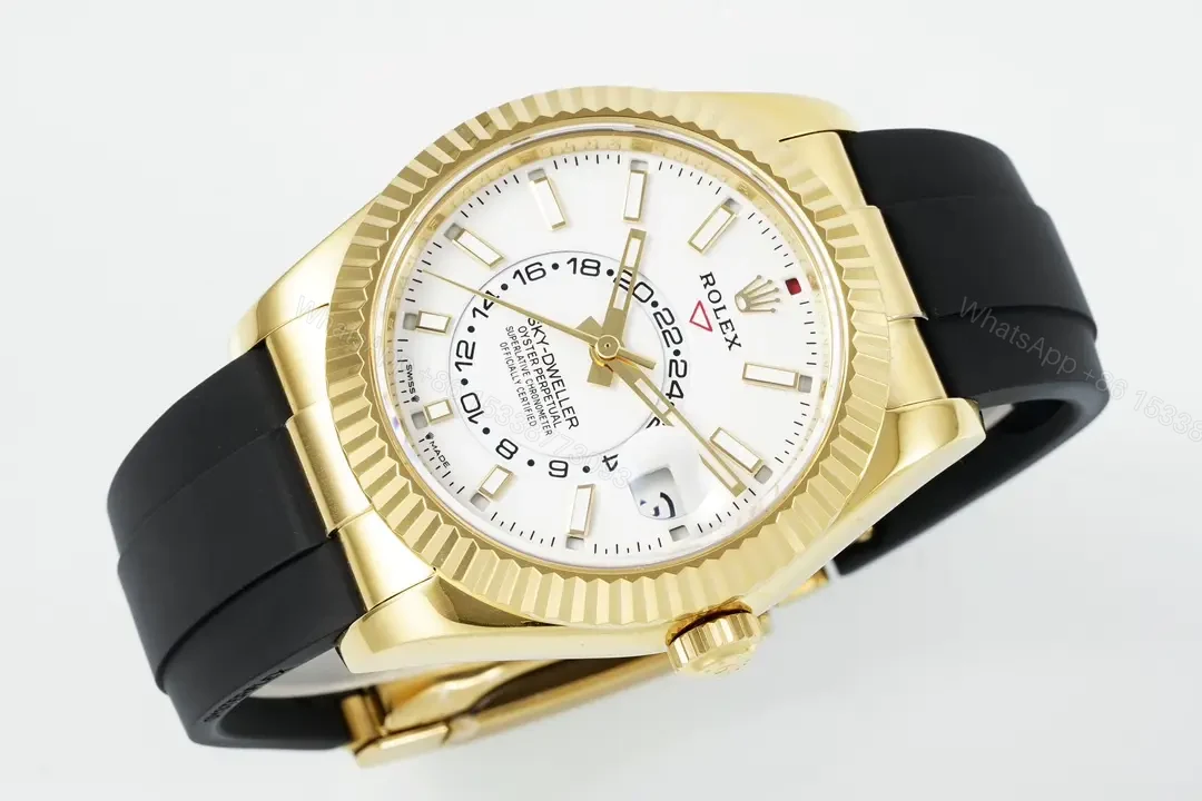 View 4 of Rolex Sky-Dweller White Watch Yellow Gold Oysterflex Ultimate 42MM 326238-0006