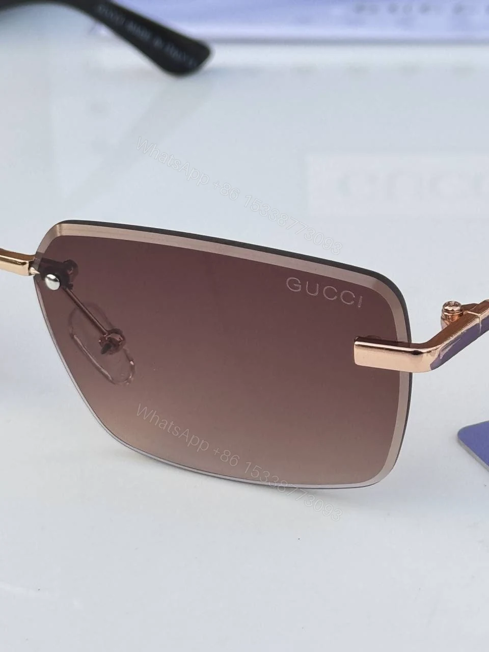 View 5 of First Copy Gucci 18327 Gold Brown Luxury Designer Sunglasses Premium UV Protection Eyewear