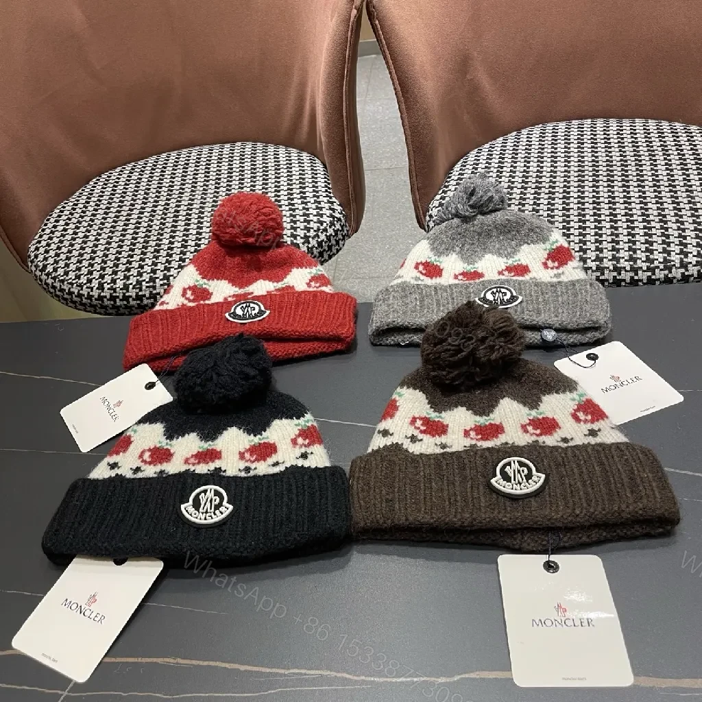View 8 of Cozy Wool-Blend Pom Beanie with Crest Patch