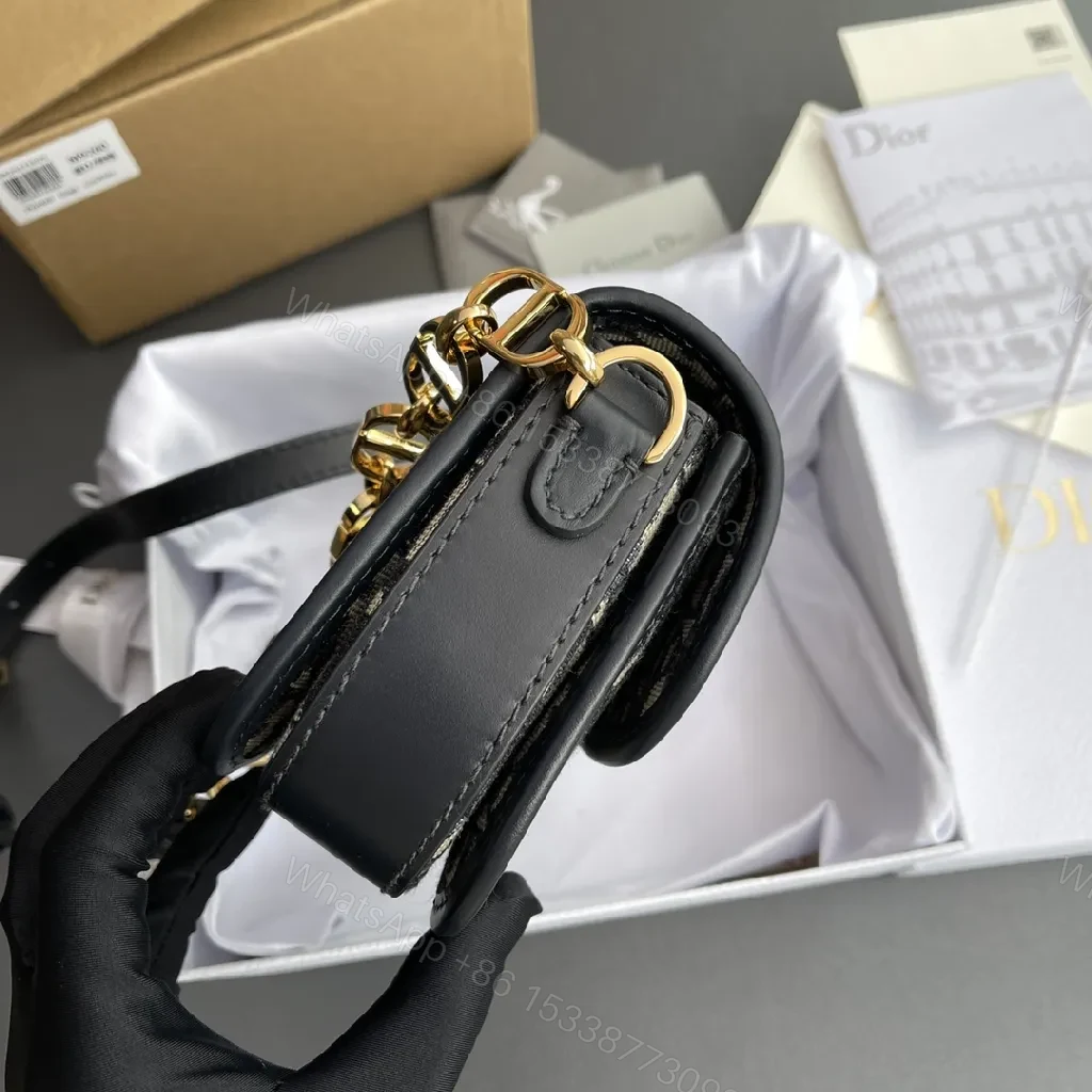 View 2 of Patterned Monogram Micro Bag with Gold Chain, Luxe Compact Accessory