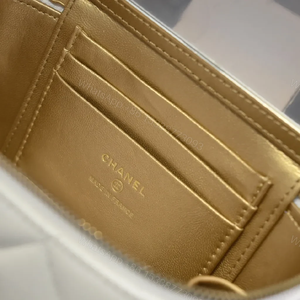 View 4 of White Quilted Mini Bag, Gold Chain, Luxe Crossbody Style