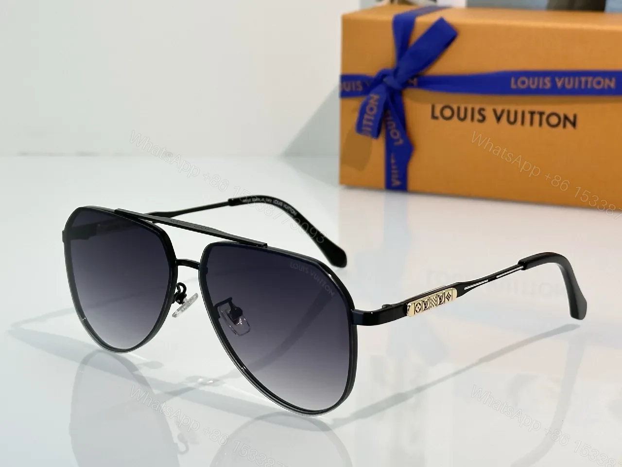 View 6 of Monogram Accent Sunglasses: Sleek Metal Aviator Shield
