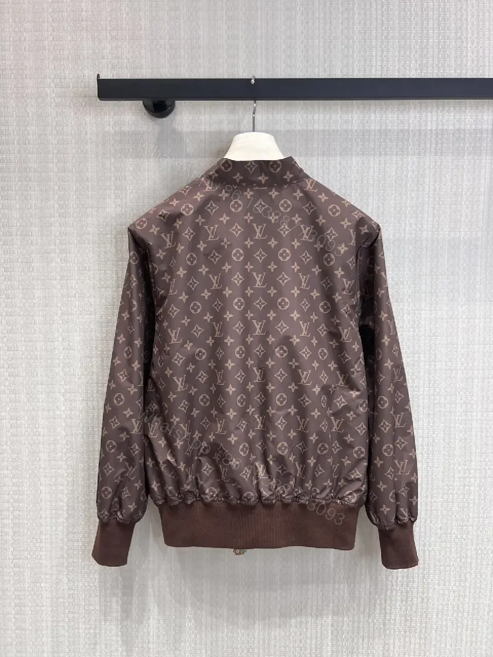 View 2 of Brown Monogram Bomber Jacket - Modern Utility, Signature Flair