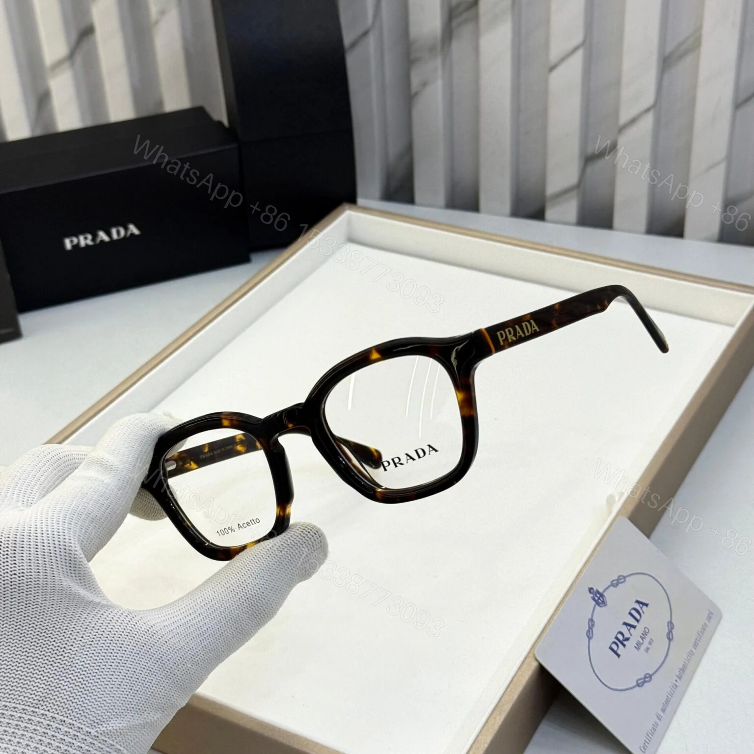 View 2 of Prada Print Optical Frame – Black – One Size