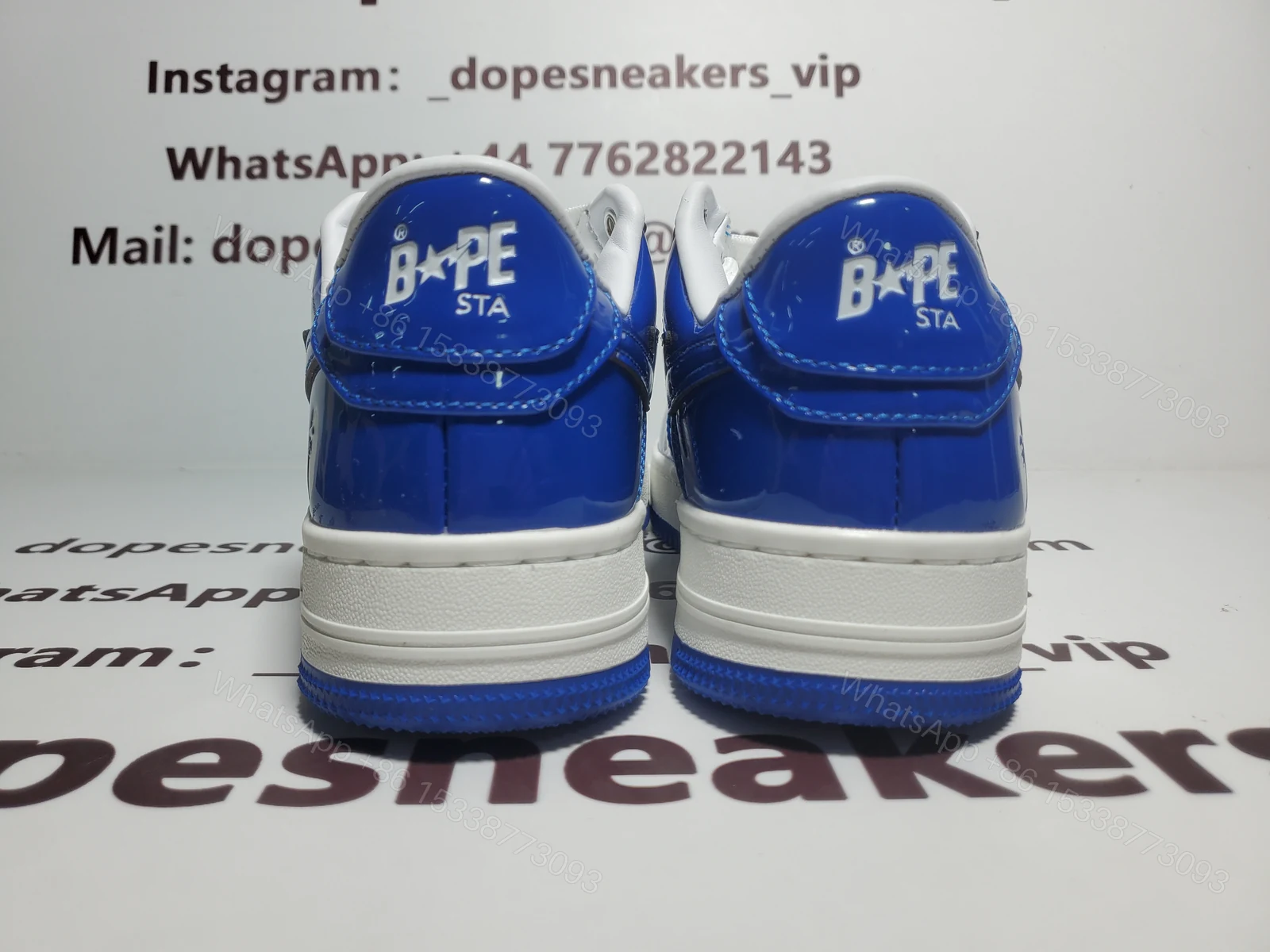 View 4 of A Bathing Ape Bape StaPatent Leather White Blue (2023)(BapeSta)