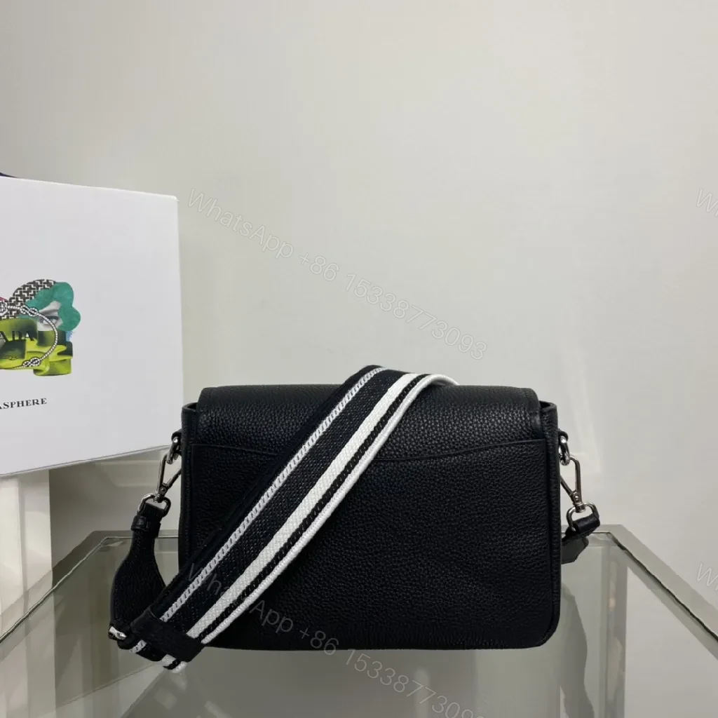 View 7 of Black Pebble-Grain Crossbody: Luxe Slim with Signature Hardware