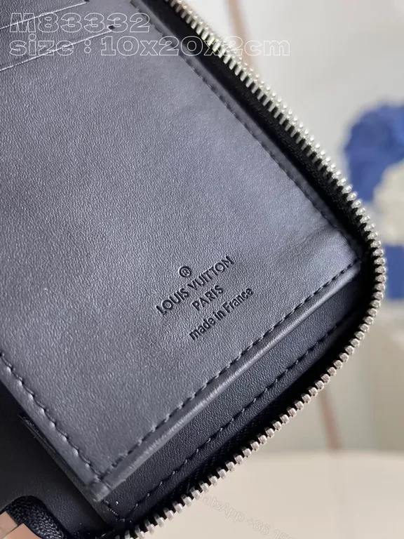 View 4 of Chic Textured Wallet with Bold LV Branding - Slim Zip