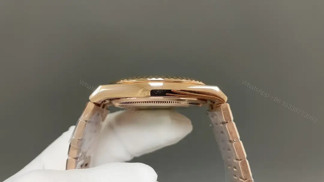 View 5 of Rolex Land-Dweller 40 White Honeycomb replica 40MM Everose Flat Jubilee Bracelet 127335-0001