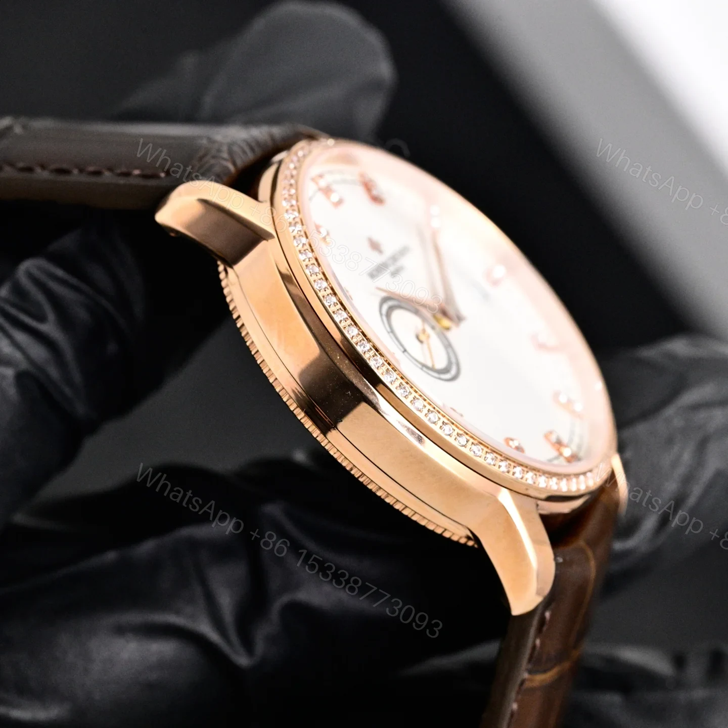 View 7 of Vacheron Constantin Traditionnelle Small Seconds Men’s Watch – 18K Rose Gold Diamond Bezel 82572/000R-9604
