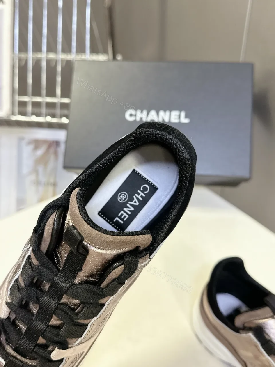 View 6 of Metallic Taupe High-Top Sneakers with Lux Texture and Comfort