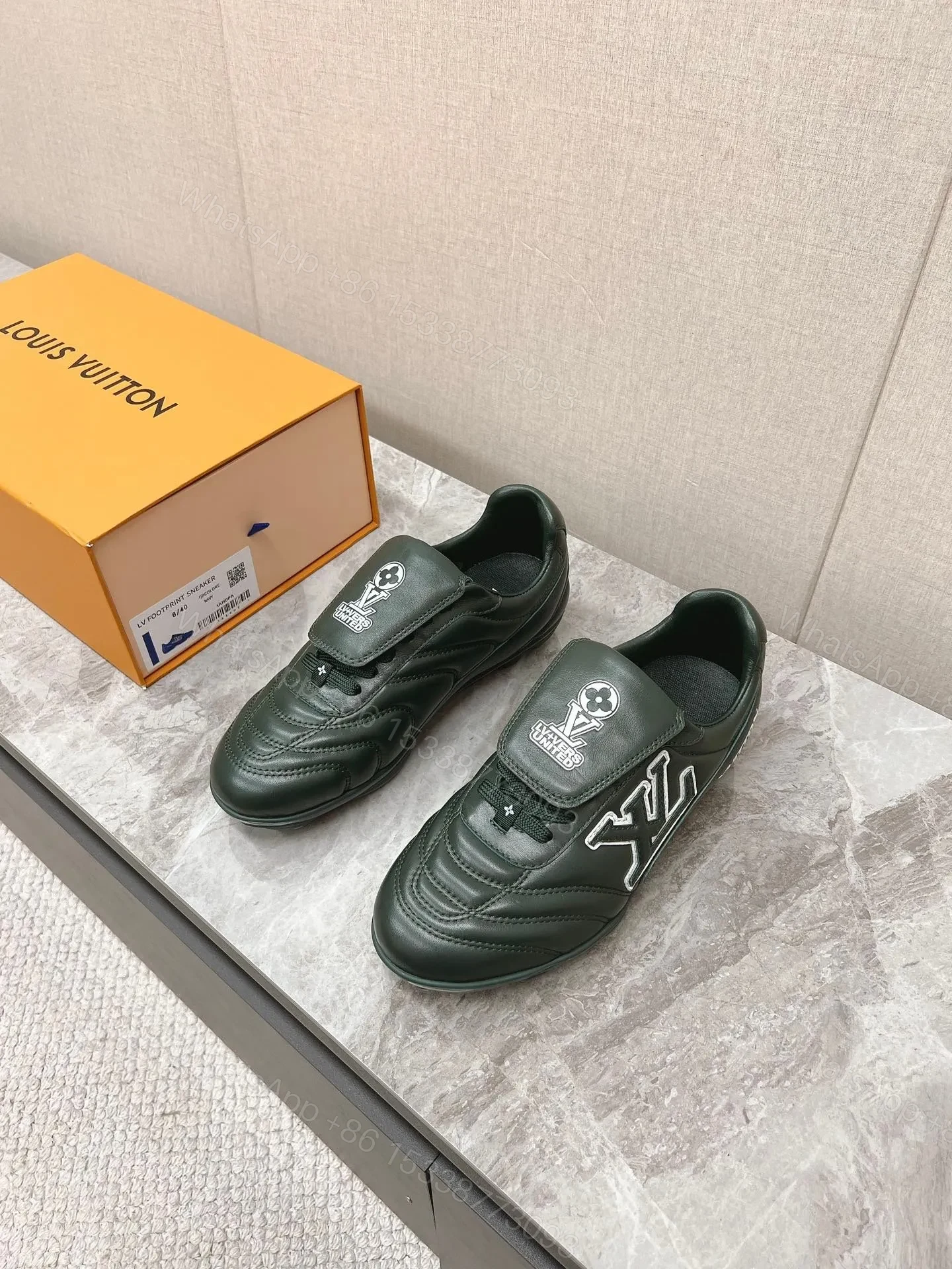 LV Women Dark Green Leather Sneakers — view 1
