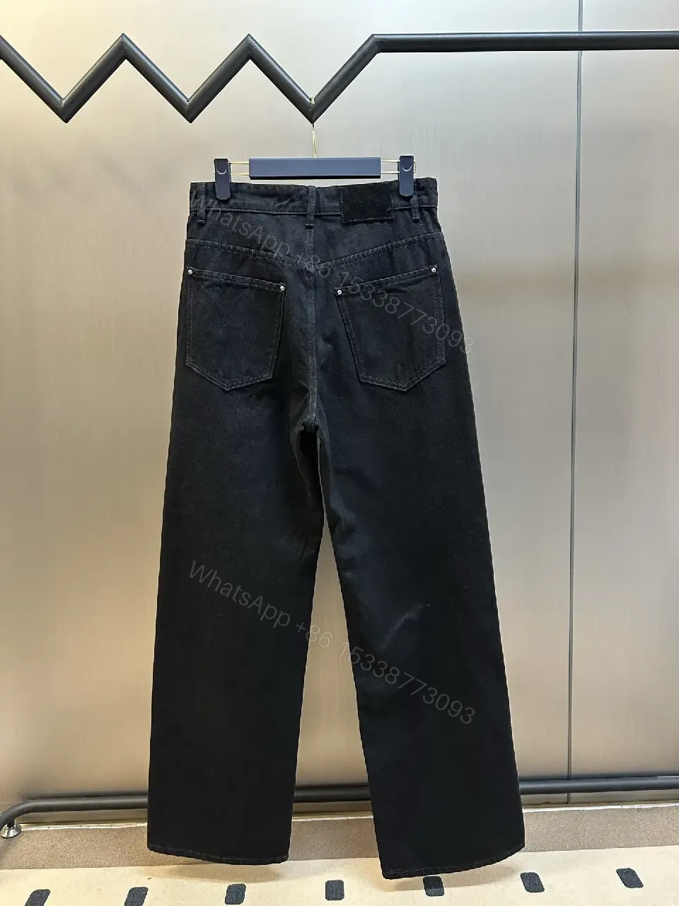 View 9 of Dark Denim with Monogram Embroidery: Modern Luxe Jeans