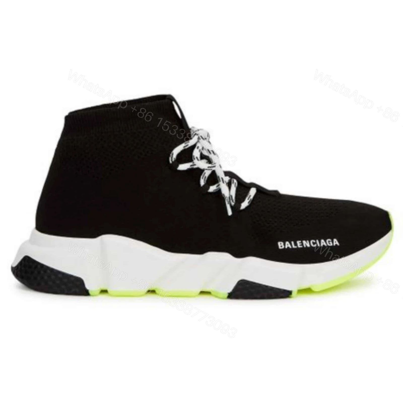 BALENCIAGA SPEED TRAINER LACE UP BLACK WHITE – BB16 — view 1