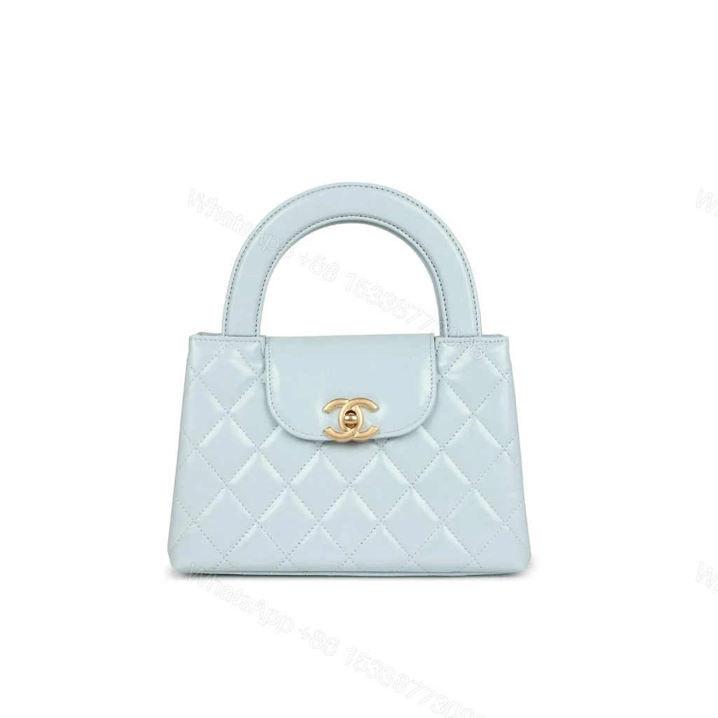 Chanel Small Kelly Shopper Shiny And Gold Hardware Light Blue 19cm — view 1