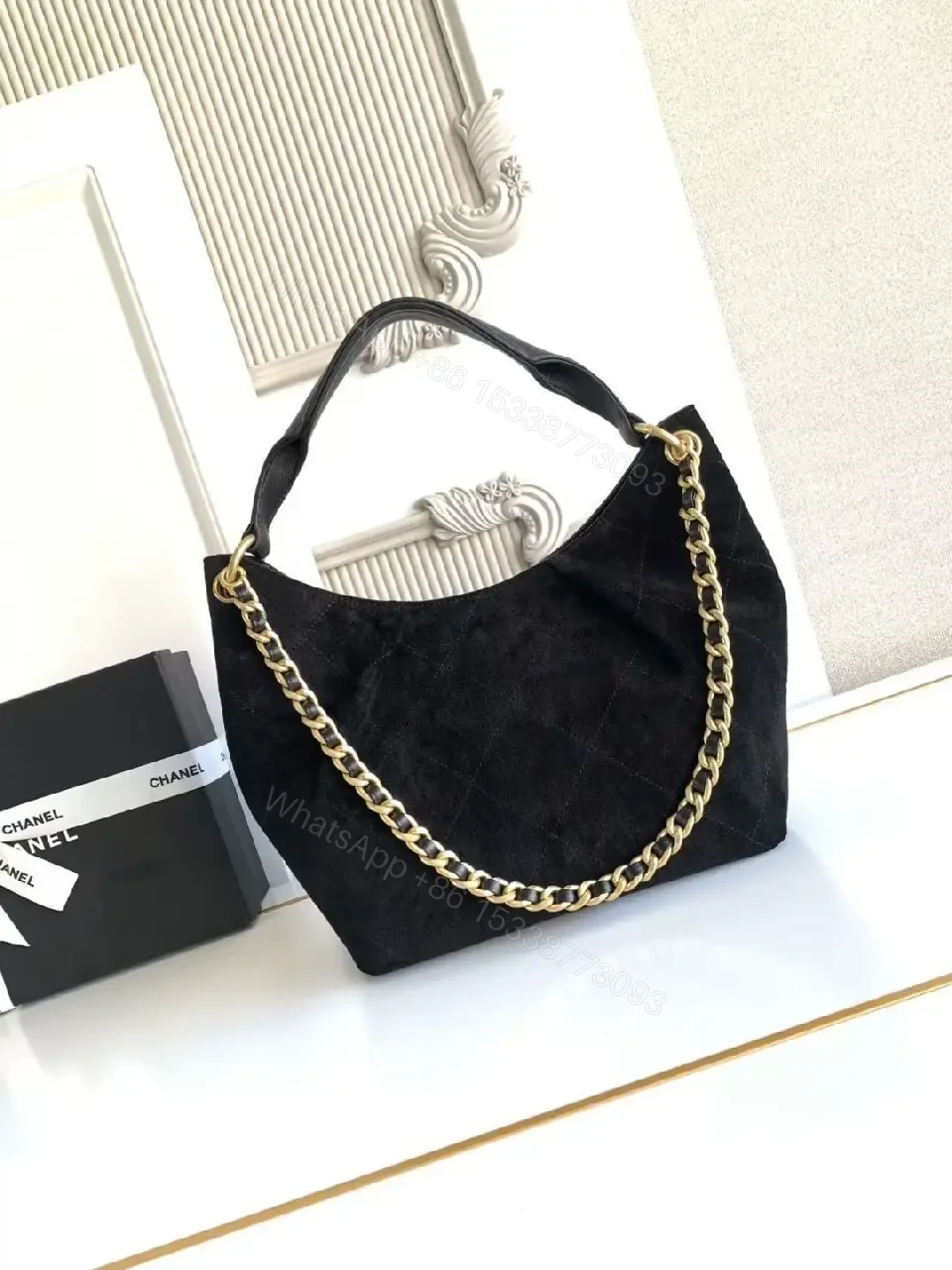 View 9 of Chic Black Quilted Bag with Gold Chain: Everyday Luxury