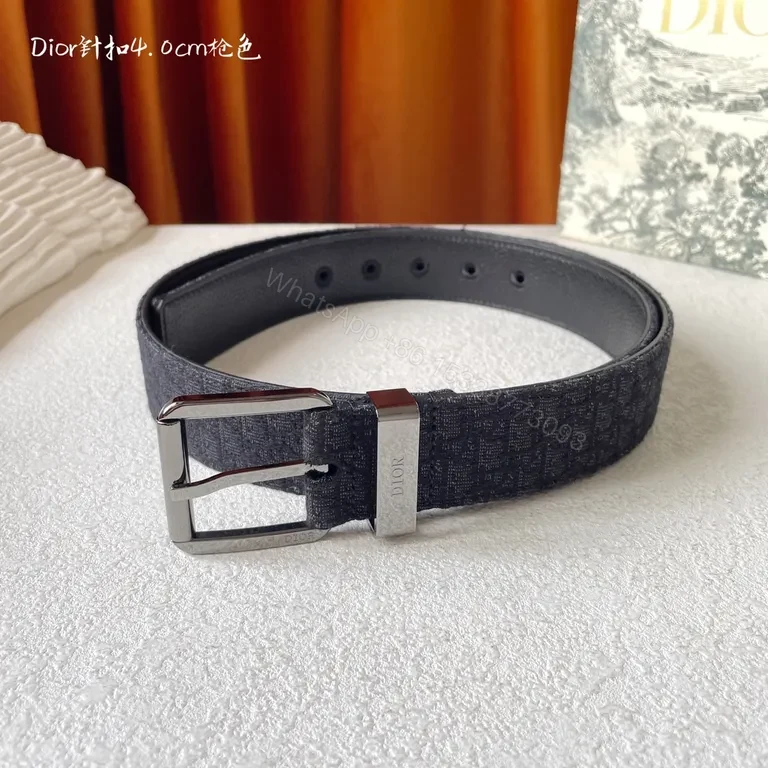View 5 of Charcoal/Dior-Brand Belt: Woven Texture, Premium Buckle, Luxury Casual