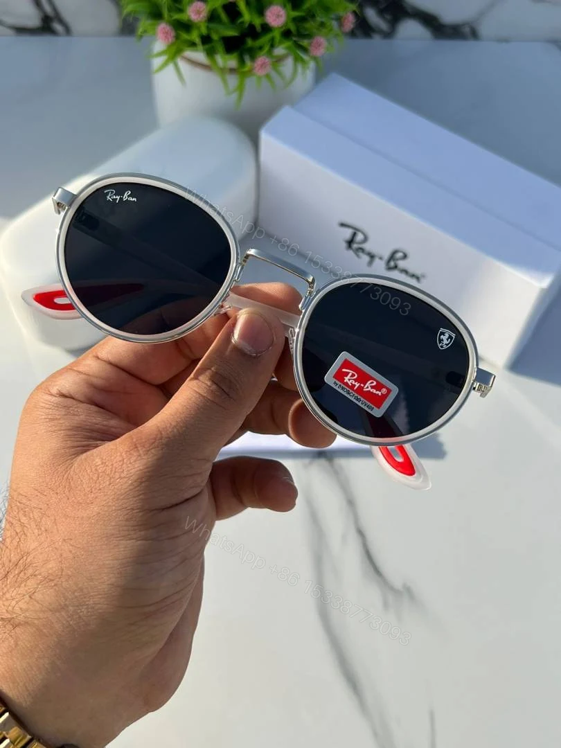 View 3 of First Copy Rayban 3675 White Black Sunglasses
