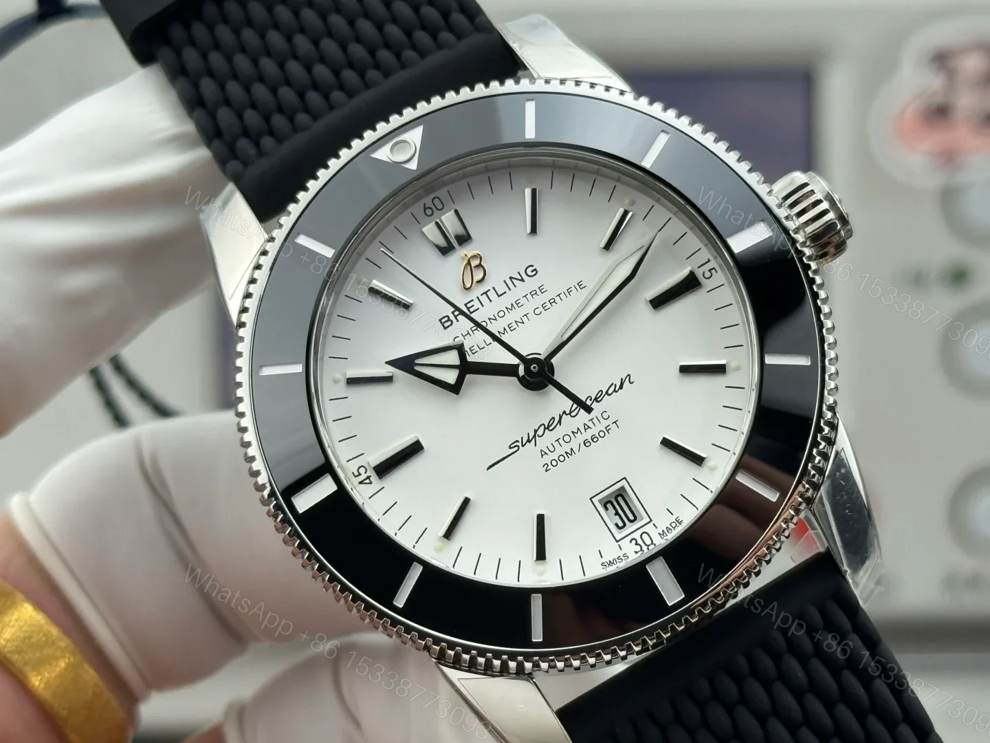 View 4 of Breitling Superocean Heritage Silver Rubber Replica 42MM Premium B20 Diver Edition AB201012
