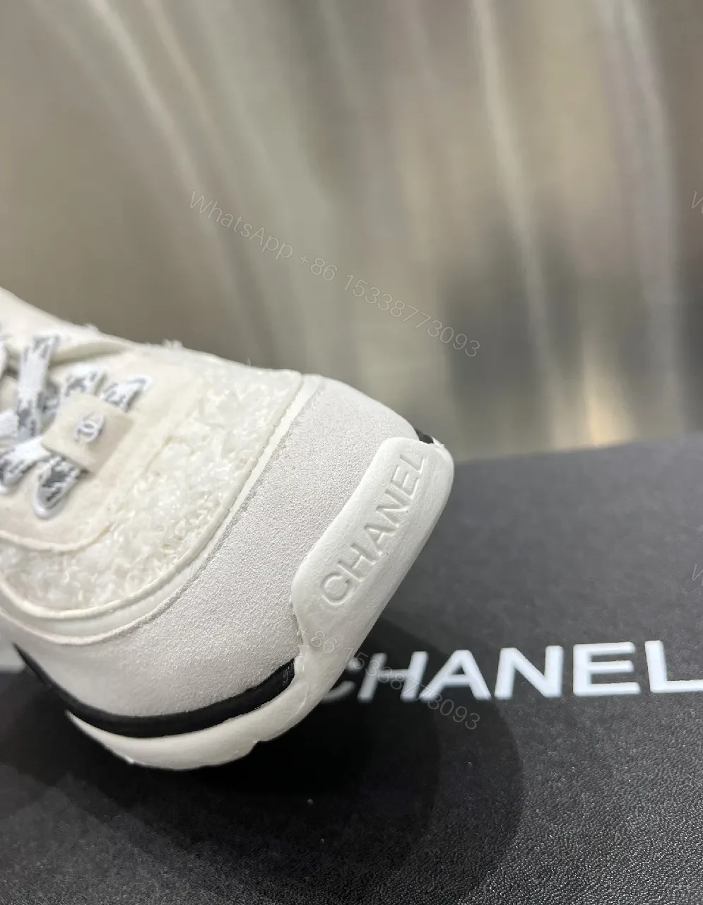 View 4 of White Suede-Blend Luxe Sneakers with Subtle Quilting