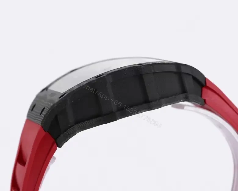 View 7 of APS Factory Richard Mille RM 35-01 Rafael Nadal Carbon Fiber Watch – Black and Red, Skeleton Dial, Rubber Strap