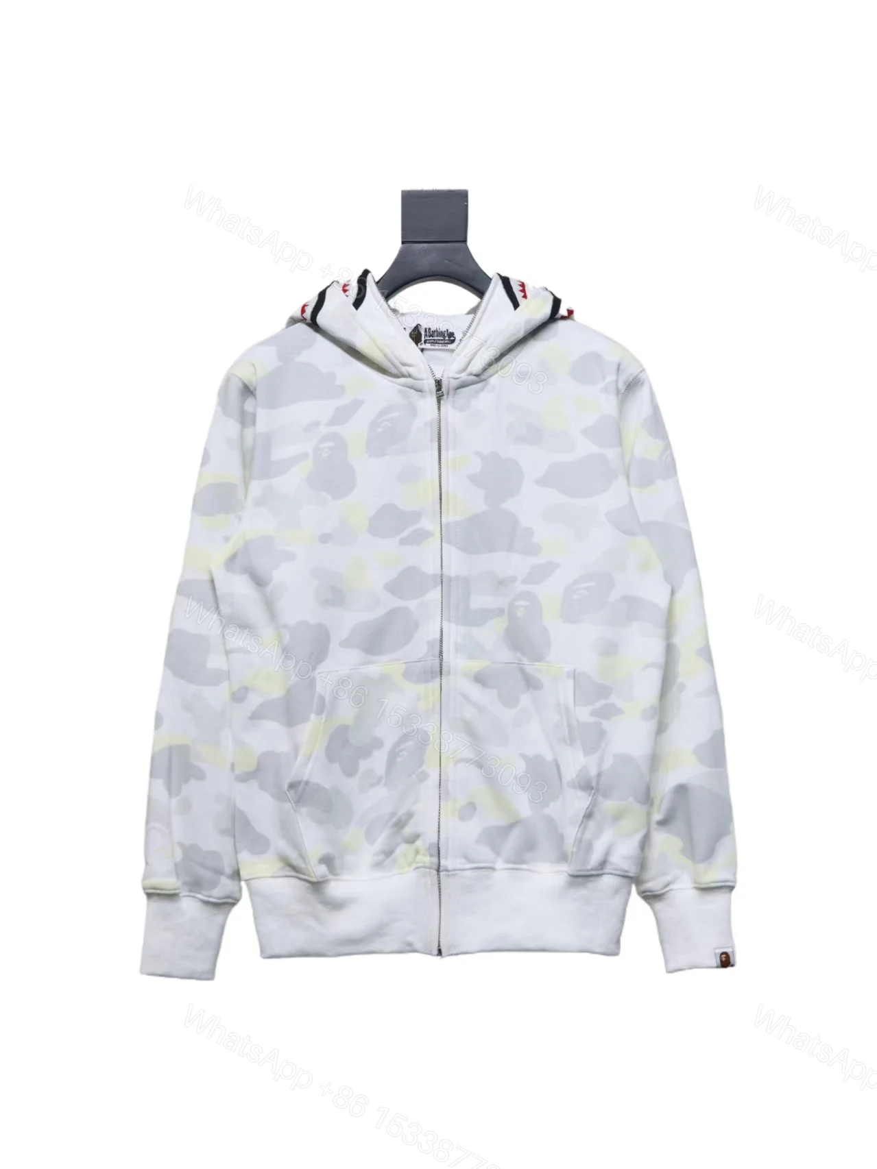 View 7 of BAPE Shark's Head Tiger's Head Zipper Luminous Camouflage Double Hoodie