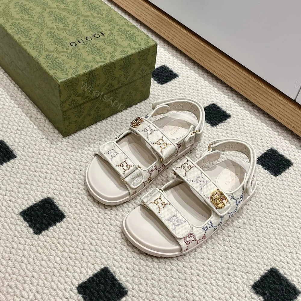 View 3 of GUCCI MORITZ GG MONOGRAM SANDALS BEIGE EBONY 771575 G1730 9755
