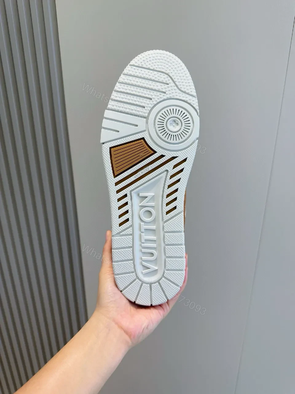 View 3 of Brown Textured Leather Sneakers - Luxe Casual Comfort