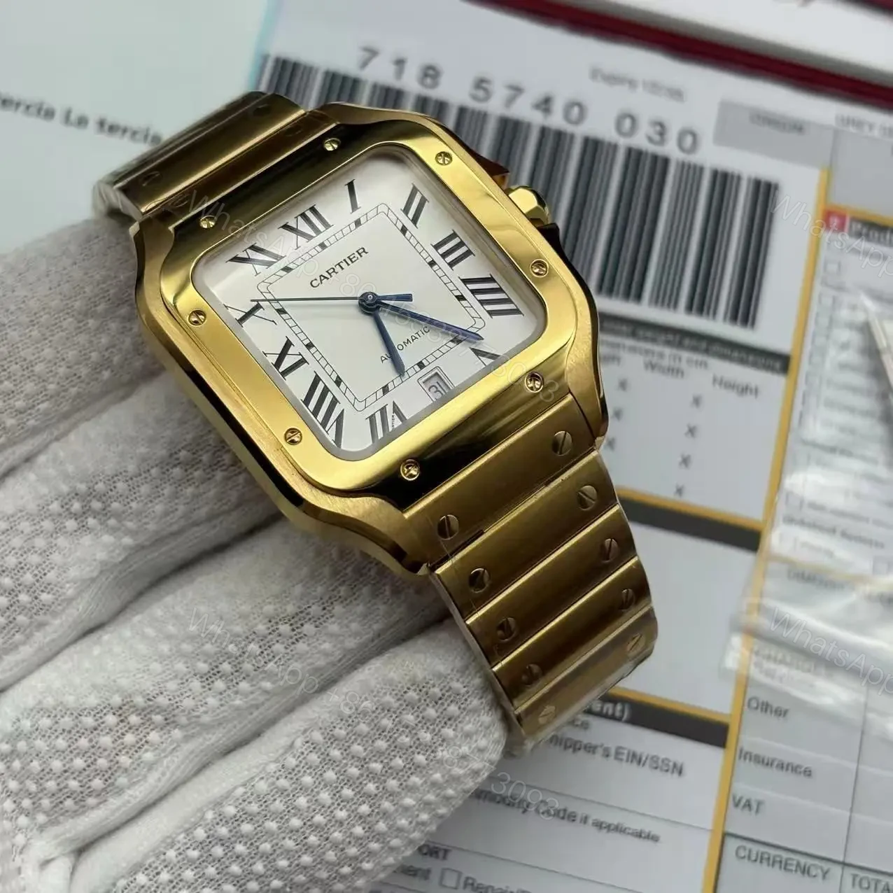 View 7 of Clone Replica Cartier Santos W2SA0009 Gold Watch