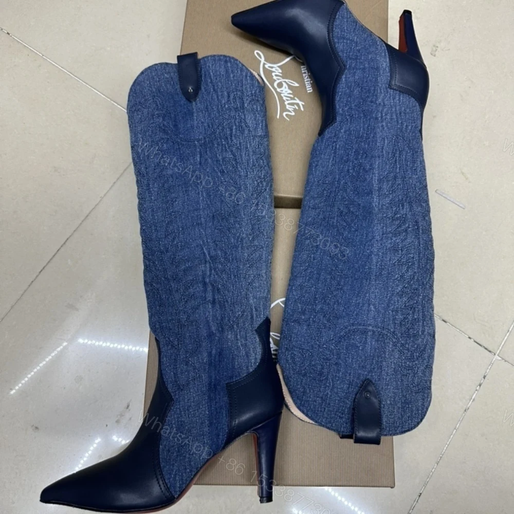 View 4 of CHRISTIAN LOUBOUTIN SANTIA BOTTA 85 BOOTS DENIM BLUE 32405166603