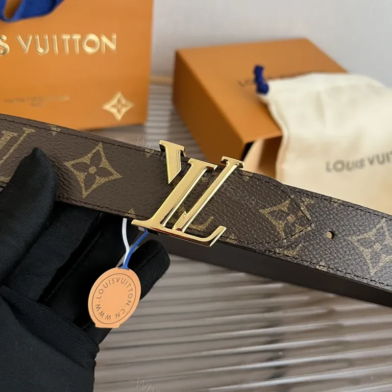 View 6 of Brown Monogram Belt with Gold LV Buckle - Luxury Everyday