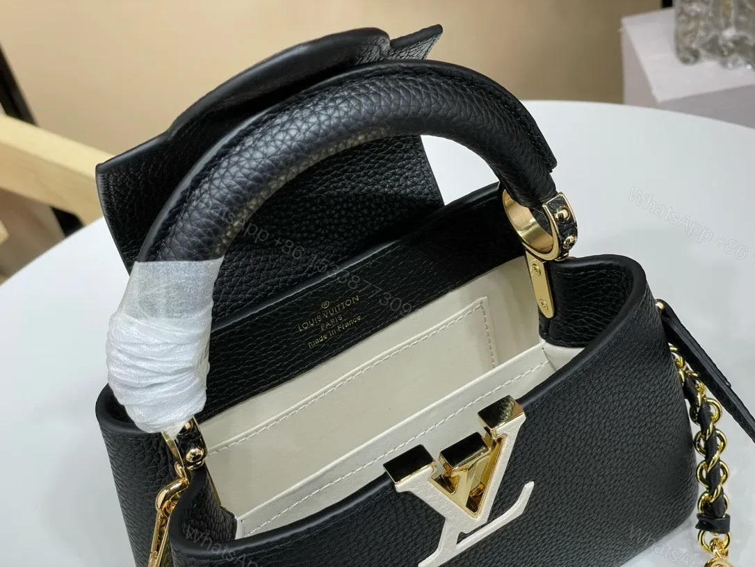 View 4 of Louis Vuitton LV Capucines BB Black Cowhide Leather Handbags 21x14x8cm