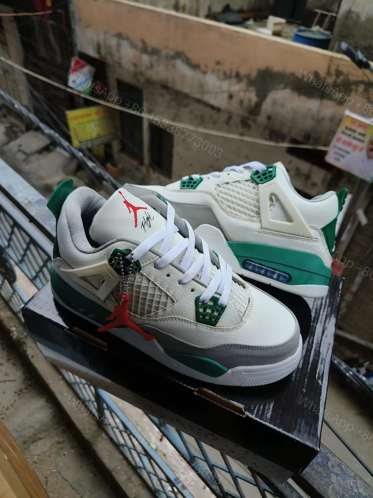 View 5 of BUY FIRST COPY NIKE JORDAN 4 PINE GREEN SNEAKERS