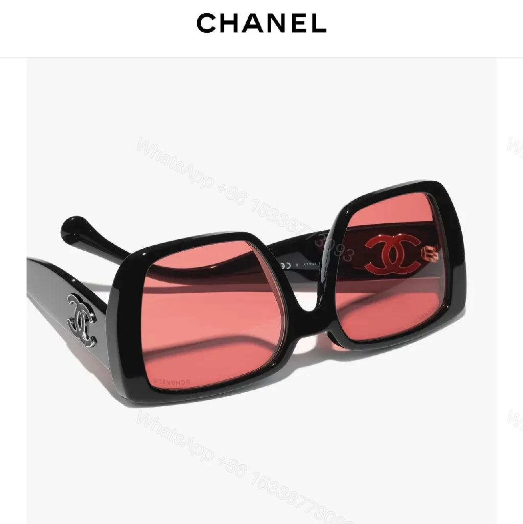 View 7 of Pink Accent Square Sunglasses – Glossy Acetate, UV 100%