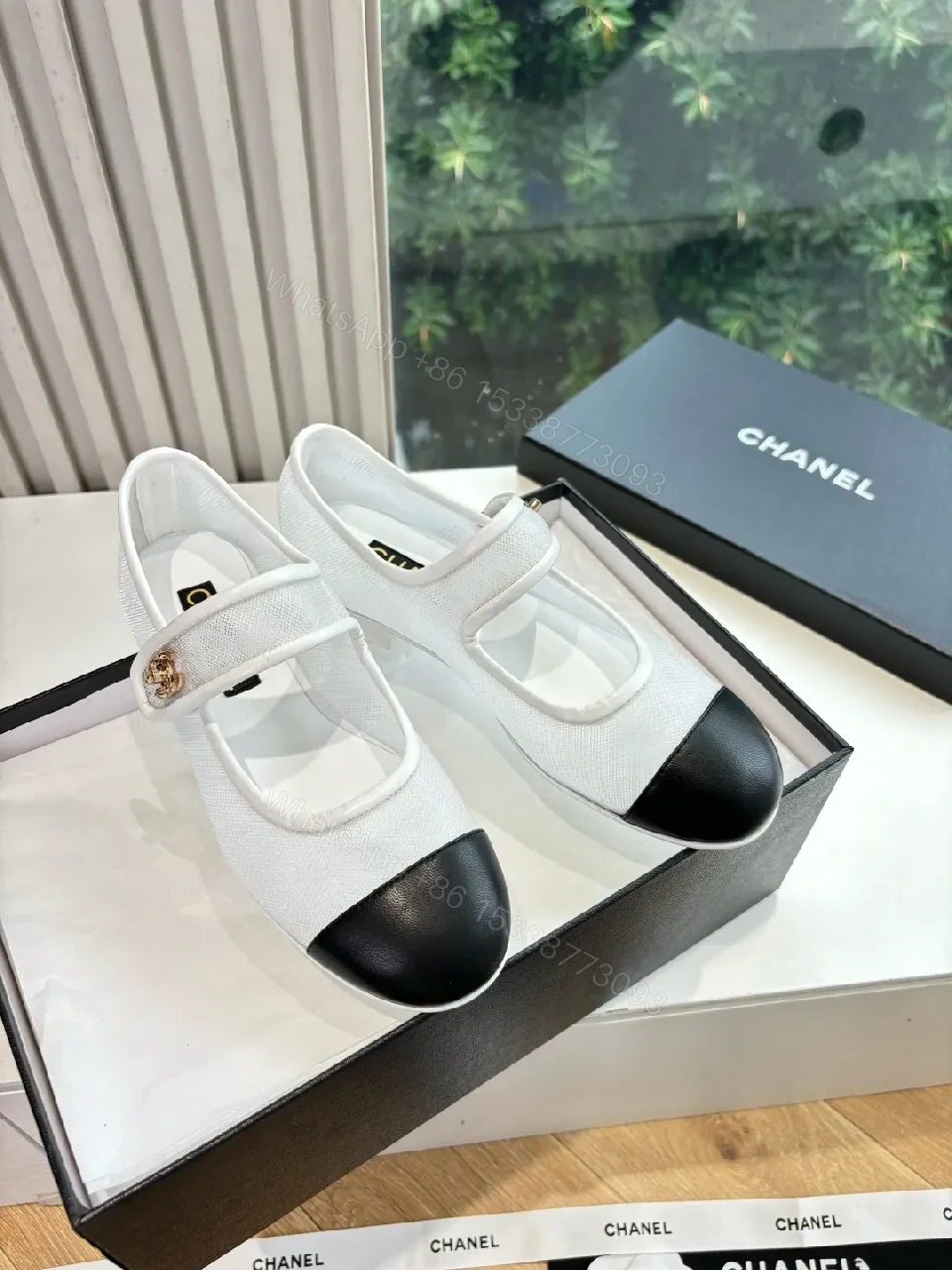 White Canvas Mary-Jane Sneakers with Black Cap Toe - Luxe Comfort — view 1