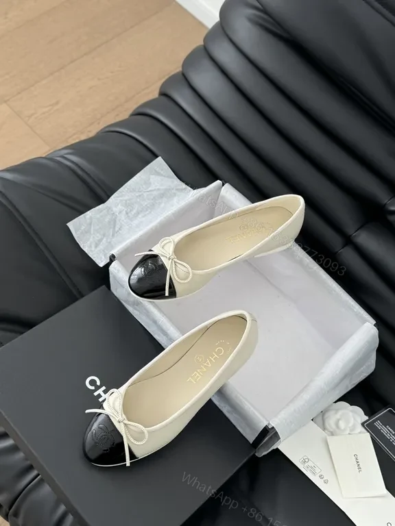 View 4 of Chanel-Style Ballet Flats: Luxe Cap Toe Bow, Leather