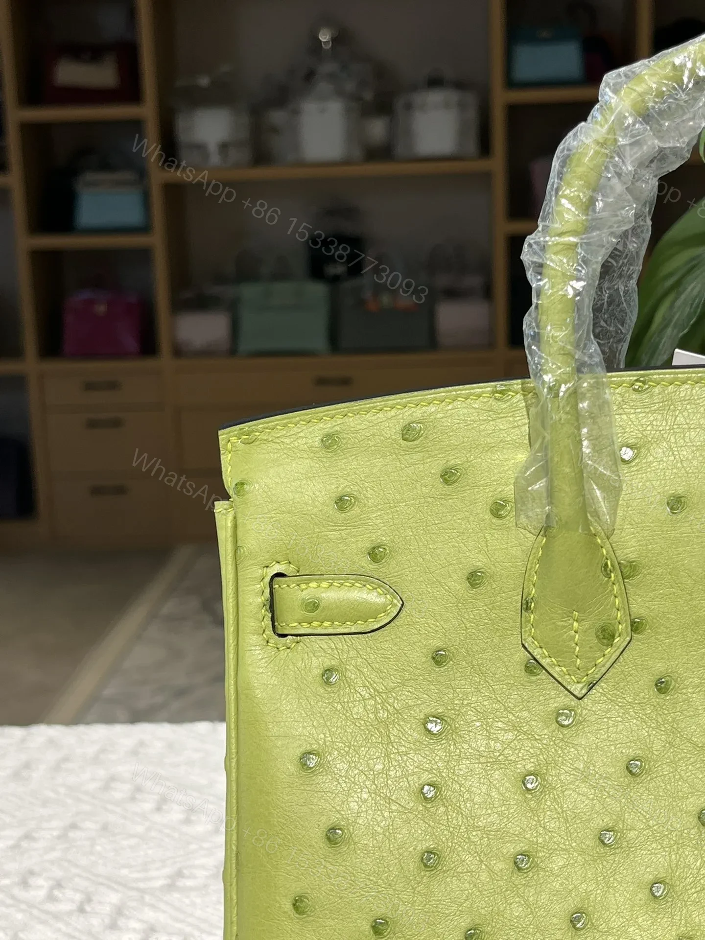 View 4 of Hermes Birkin 25cm Ostrich Leather Gold Hardware