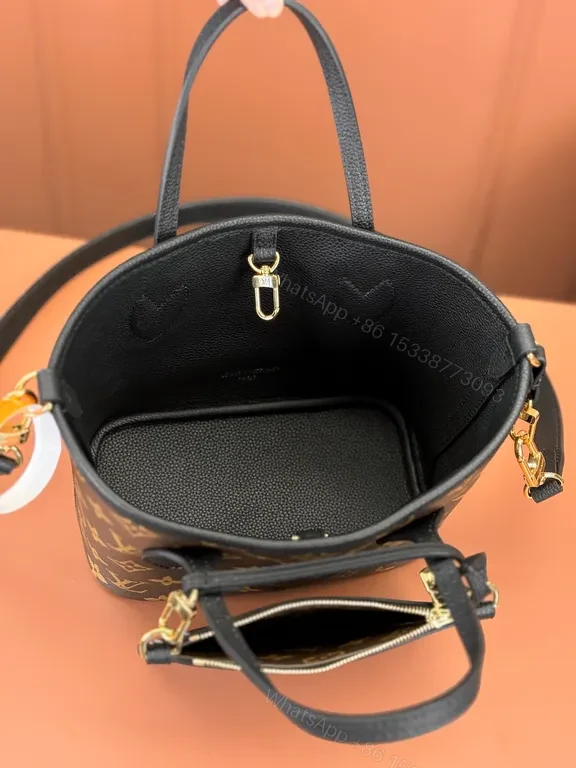 View 4 of Brown Leather Monogram Luxury Handbag with Detachable Cardholder