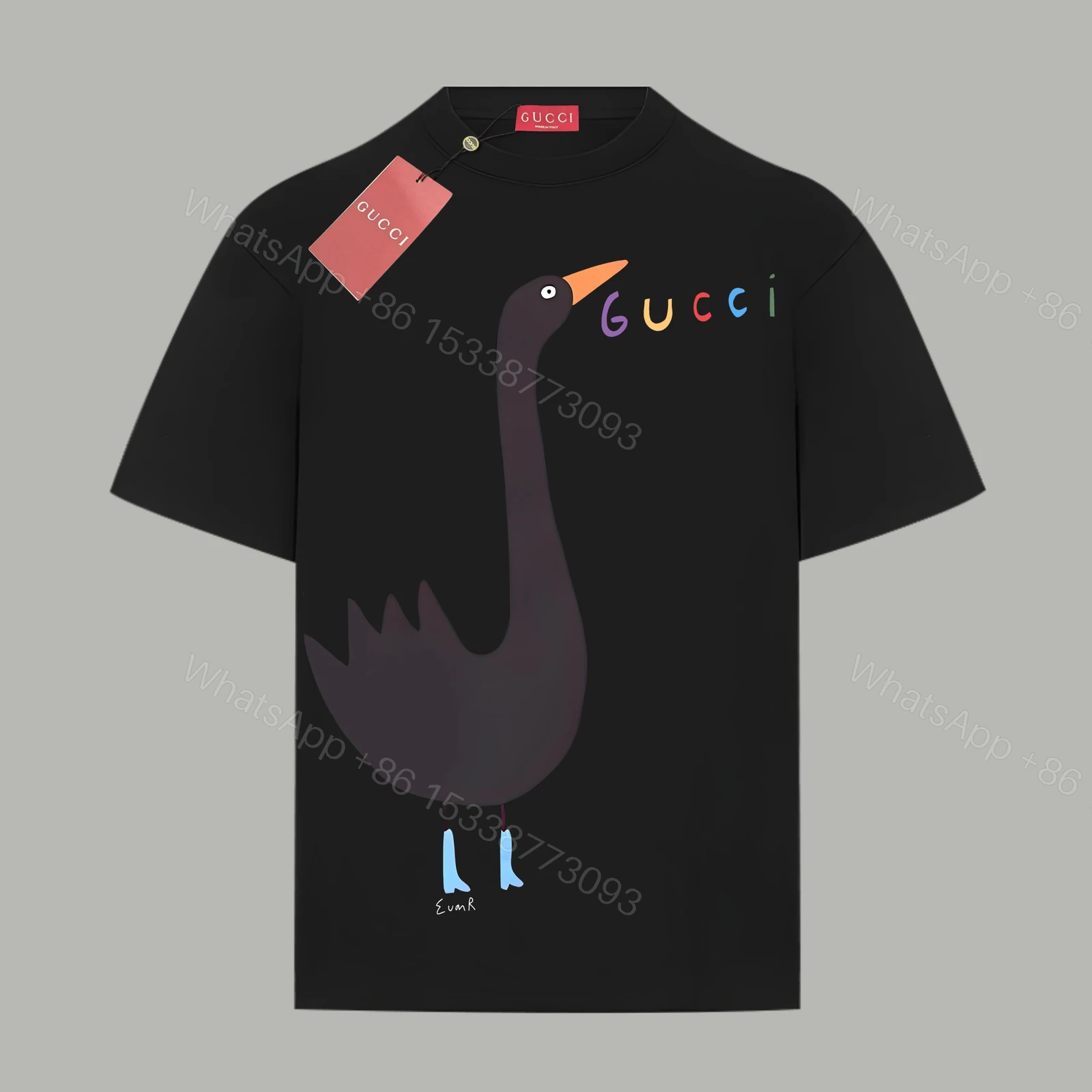 Gucci 高仿男款短袖 黑天鵝插畫風格設計 個性滿分潮感款 — view 1
